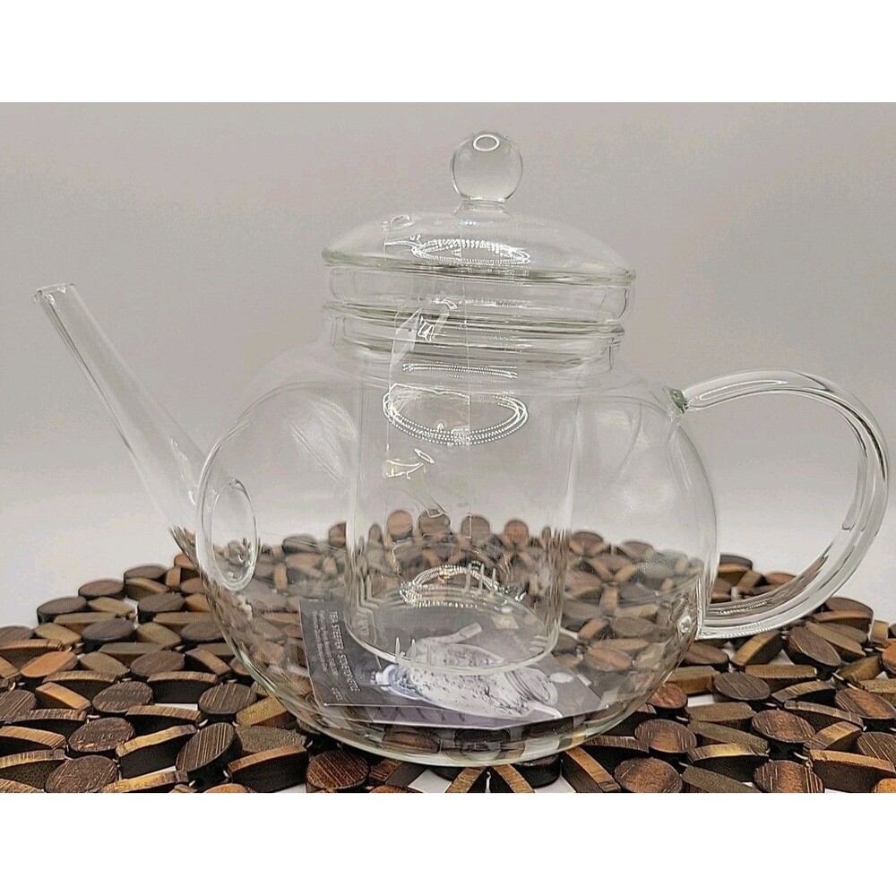 Stovetop Safe Glass Teapot with Removable Glass Infuser 40 Oz Lead Free